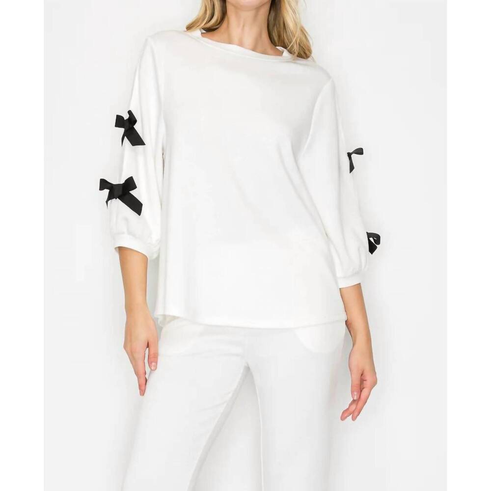 NEW JOH fatimah knit top with ribbons in white